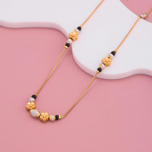 Elegant Gold Plated Mangalsutra with Floral Charm Beads