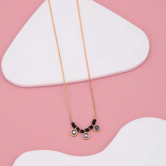 Stylish Purple Artificial Stone Studded Mangalsutra