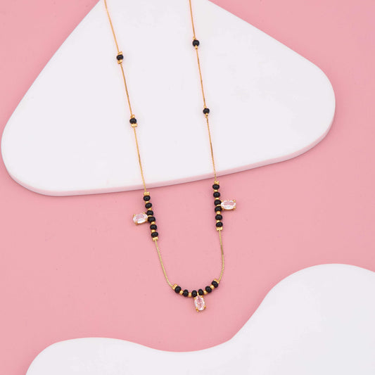 Stylish Black Bead Mangalsutra with Sparkling Diamond Touch