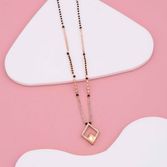 Trendy Triangular Pendant Mangalsutra with Dual-Strand Design