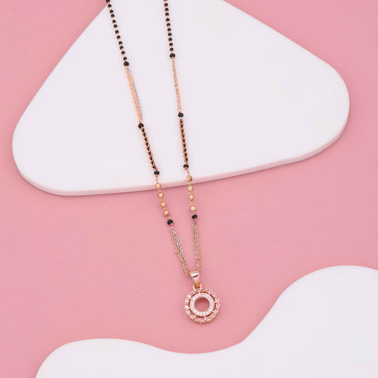 Classic Round Pendant Mangalsutra with American Diamond Accents