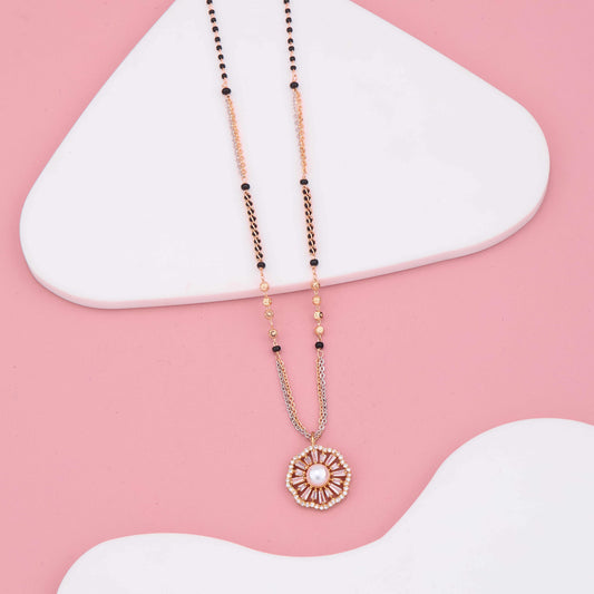 Pearl Radiance American Diamond Rose Gold Mangalsutra